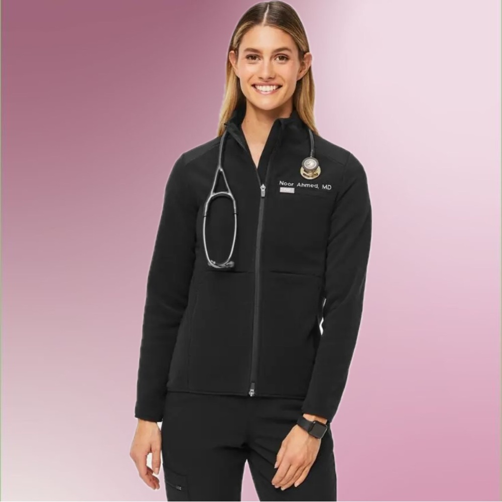 FIGS Black On-Shift Fleece Jacket Women’s